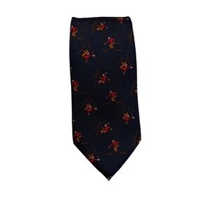 Lauren Ralph Lauren Mens Navy Blue Silk Skier Novelty Print Tie Hand Finished
